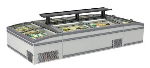 Zamrażarka wyspowa ze szklanym blatem Supermarket 500L-1000L Chłodzenie statyczne