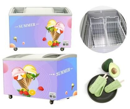 Ice Cream Island Freezer Komercyjna zamrażarka skrzyniowa Przesuwne szklane drzwi