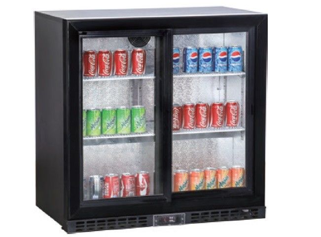 208L komercyjna 2 szklane drzwi podblatowa lodówka barowa, tylny pręt pod ladą Chiller, 2 drzwi przesuwne