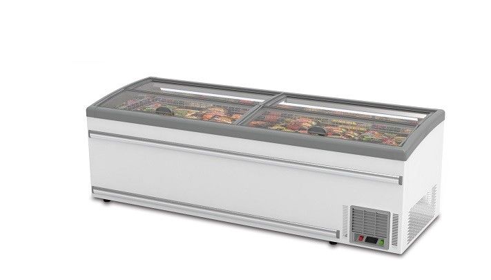 800L 1100L Zamrażarka skrzyniowa ze szklanymi drzwiami R290 R404A Zamrażarka wyspowa Przesuwne szklane drzwi