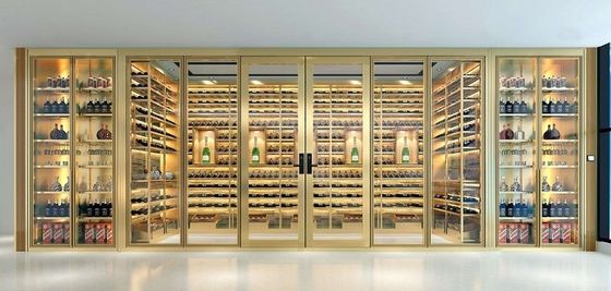 Rama ze stali nierdzewnej Nowoczesne szklane drzwi do piwnicy na wino